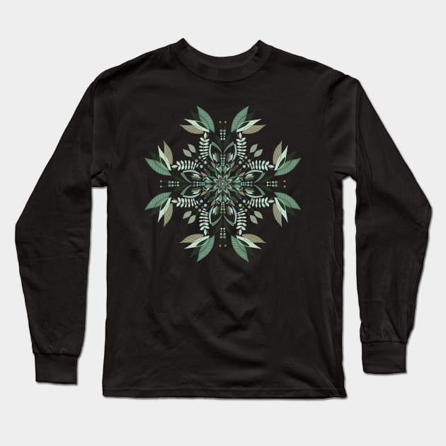 Mint Symmetrical Mandala Long Sleeve T-Shirt by WalkSimplyArt